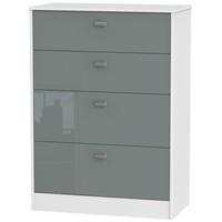 dubai high gloss grey and white chest of drawer 4 drawer deep