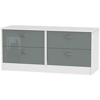 Dubai High Gloss Grey and White Bed Box - 4 Drawer