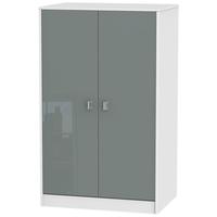 dubai high gloss grey and white wardrobe 2ft 6in plain midi