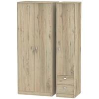 Dubai Bordeaux Oak Triple Wardrobe - Tall Plain with 2 Drawer