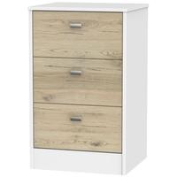 Dubai Bordeaux Oak and White Bedside Cabinet - 3 Drawer Locker