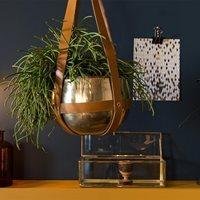 dutchbone oasis plant hanger with leather straps