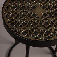 DUTCHBONE SARI GLASS TOP TABLE with Decorative Brass Insert