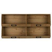 DUTCHBONE SOLID WOODEN WALL SHELF with Label Plaques
