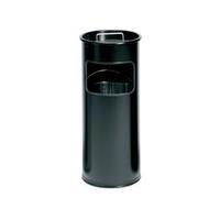 durable 17 litre waste basket metal with 2 litre ashtray round black