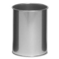 Durable (15 Litre) Metal Round Waste Basket (Silver)