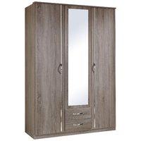 duo 3 door 2 drawer mirrored wardrobe oak