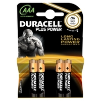 Duracell Plus Power AAA batteries x 4