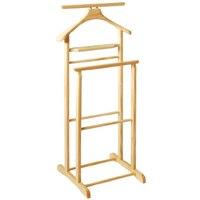 Dual Rail Wooden Valet Stand in natural