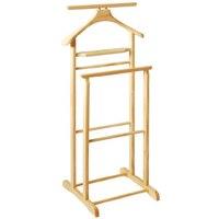 dual rail wooden valet stand in natural