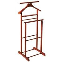 dual rail wooden valet stand in cherry