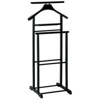 dual rail wooden valet stand in black