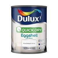Dulux Quick Dry Eggshell Paint, 750 ml - Pure Brilliant White