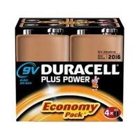 Duracell Plus Power 9V Alkaline Battery - 4 Pack