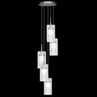 Duo Satin Silver Double Glass 5 Light Pendant