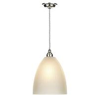 DUX0150 Duxford 1 Light Pendant Ceiling Light In Nickle Chrome With Satin Glass