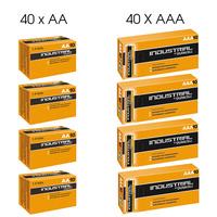 duracell industrial 40x aa 40x aaa alkaline batteries