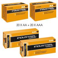 Duracell Industrial 20x AA + 20x AAA Alkaline Batteries