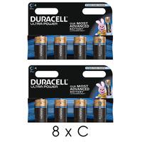 Duracell Ultra Power 8x C Size Alkaline Batteries