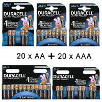 duracell ultra power 20x aa 20x aaa alkaline batteries