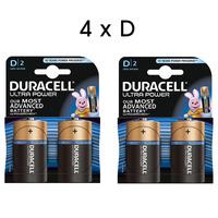 Duracell Ultra Power 4x D Size Alkaline Batteries