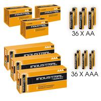 Duracell Industrial 36x AA + 36x AAA Alkaline Batteries