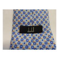 Dunhill Silk Tie Light Blue With Orange & Blue Square Design
