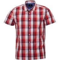 Duck and Cover Mens Rebel Short Sleeve Check Shirt Poppy