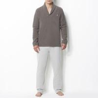 dual fabric pyjamas with shawl collar