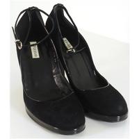 Dune Size 8 Black Suede And Patent Ankle Strap Stilettos
