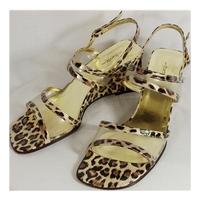 Duette - size 38.5 (5.5) - leopard print leather wedged sandals