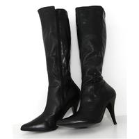 Dune Black Leather Size 4 Zip High Boots