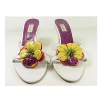 Dune Size 7 Wedge Mules with Bright Floral Detail
