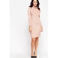 dusty pink roll neck dress