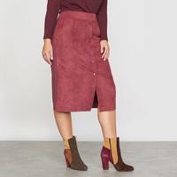 Dual Fabric Faux Leather Skirt