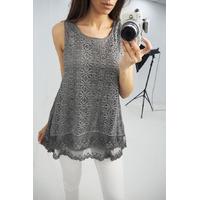 Duffy grey crochet drape layered vest