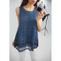 Duffy Denim crochet drape layered vest