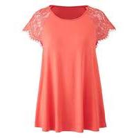 Dusky Pink Lace Sleeve Swing Top