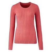 Dusky Pink Rib Crew Neck Jumper