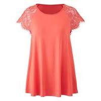 Dusky Pink Lace Sleeve Swing Top