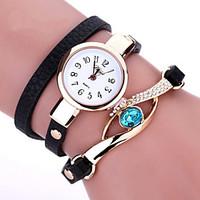 duoya brand new women bracelet leather strap crystal watch long chain  ...