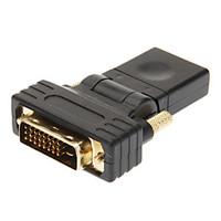 DVI 241 to HDMI V1.3 Male to Female Adapter Black Gold-Plated 360 Degree Revolve