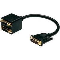 DVI Y cable [1x DVI plug 29-pin - 2x DVI socket 29-pin] 0.20 m Black Digitus