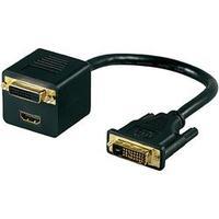 DVI / HDMI Y adapter [1x DVI plug 25-pin - 1x HDMI socket, DVI socket 25-pin] Black