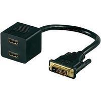 DVI / HDMI Y adapter [1x DVI plug 25-pin - 2x HDMI socket] Black gold pl
