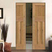 DX 60\'s Nostalgia Oak Panel Syntesis Double Pocket Door