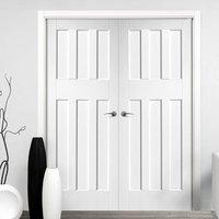 dx60s style white primed panel door pair