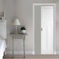 DX 30\'s Shaker Style White Primed Panelled Fire Pocket Door is 1/2 Hour Fire Rated