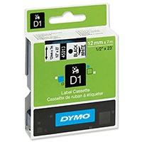 Dymo D1 Black on White Standard Pocket Tape 12mm x 7m