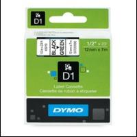 dymo d1 45019 black on green 12mm x 7m